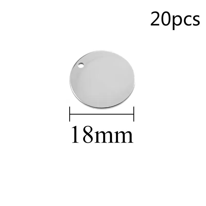 Нержавеющая сталь, металлическим украшением и закругленным штамповки пустые теги металла для изготовления бижутерии поставка Accessori6/8/10/12/14/15/18/20/25/30/40 мм - Окраска металла: 18mm 20pcs