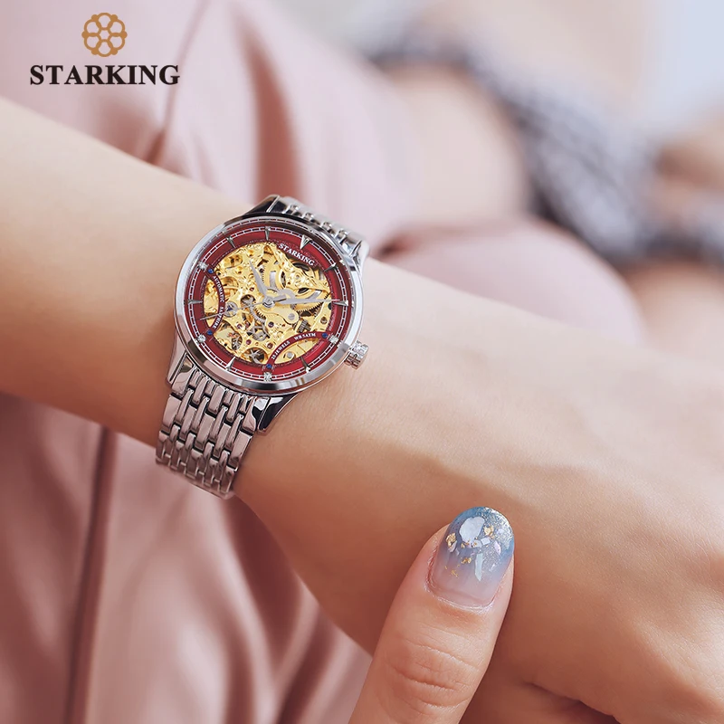 STARKING часы для женщин бренд класса люкс автоматические женские часы механические золотой скелет женские часы Relogios наручные часы для женщин подарок