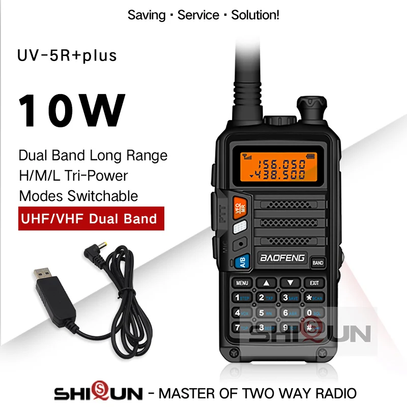 rechargeable walkie talkies 10W Walkie Talkie Long Range Baofeng UV-5R+Plus Radio for Hunting 10 km Upgrade of UV-5R UV-10R Ham Radio 10KM UHF/VHF Tri Bands best 2 way radios Walkie Talkie