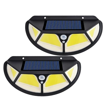 

Practical Boutique 2Pcs Solar Wall Light 122LED COB Solar Lamp Motion Sensor Lamp for Garden Front Door Yard Garage Deck