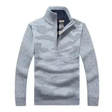 

2021 New Men's Slim Fit Sweater Pullovers Male Autumn Winter Zipper Stand Collar Sweater Coat Knitted Pullover for Daily Wear