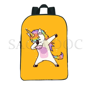 

12 Inch Unicorn Backpacks Children Bags Cartoon 3D Print Dab Pattern Bookbag Kids Kindergarten Daily Practicality Small Backpack