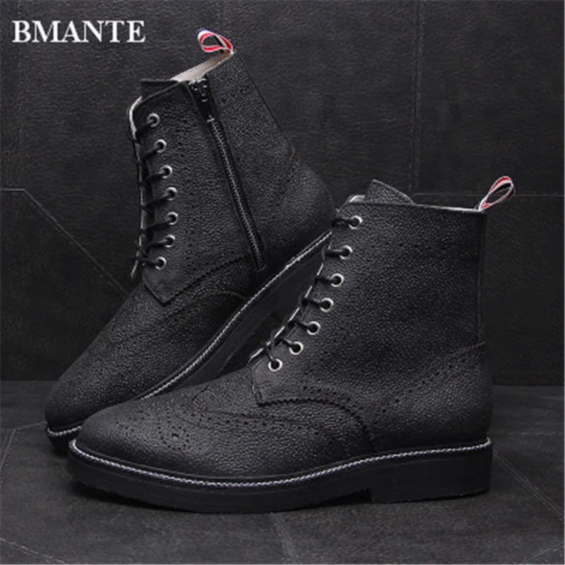

Bmante Men Chelsea Boots Genuine Leather Handmade Trainers Basic Ankle Boots High Top Shoes for Men Streetwear Sneakers Brand