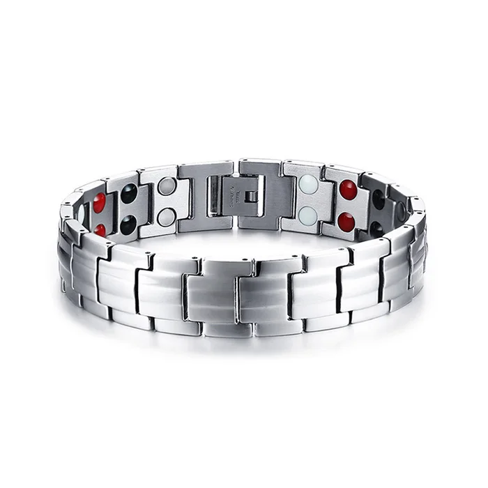 silver color Vinterly магнитный браслет для мужчин золотой цвет Энергетический Браслет для здоровья мужской Германий цепь из нержавеющей стали магнитные браслеты для мужчин - Окраска металла: silver color