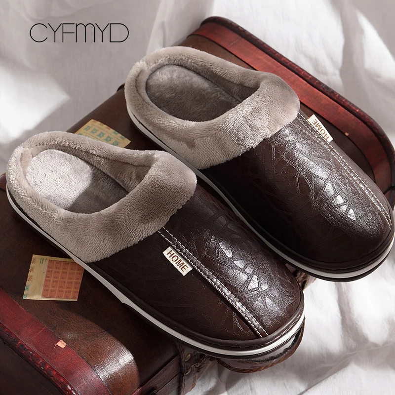 Зимние домашние тапочки; сезон зима Для женщин домашняя обувь Размер 9-17 кожи с плюшевой подкладкой; тапочки на нескользящей подошве; женские тапочки Спальня