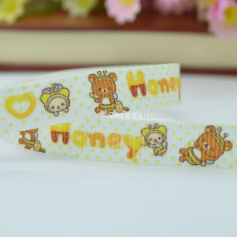 3/" 9 мм мультфильм печатных корсажная лента, бант для волос DIY Одежда ручной работы 50 ярдов OEM