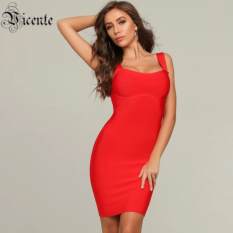 VC Рождественский подарок сексуальный спагетти ремень Vestidos одноцветное облегающее платье праздничное платье-повязка знаменитости
