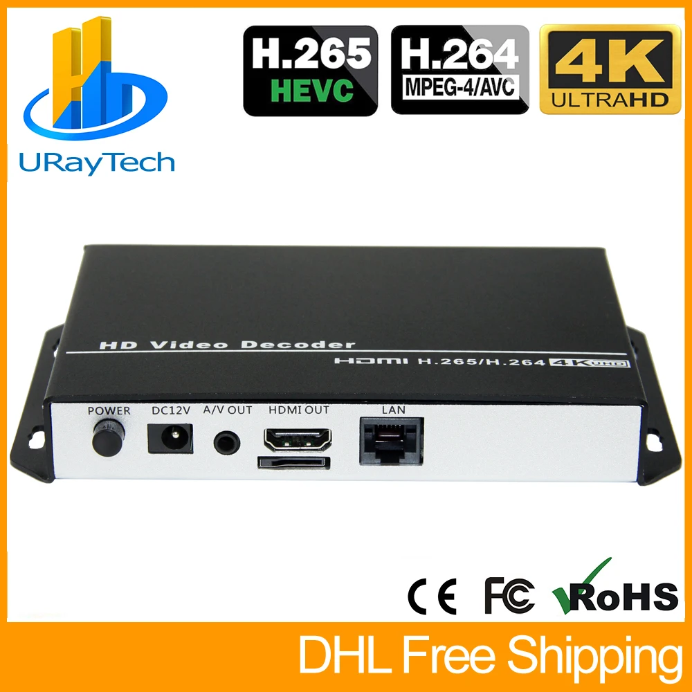  H.265 H.264 Ultra HD 4K Video Audio Stream Decoder HDMI + CVBS AV RCA Output For Advertisement Disp