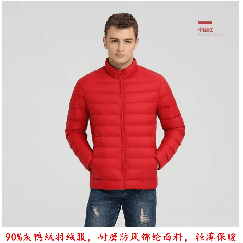 Мужская одежда, пальто, куртки, пуховики, 90% утиный пух, пальто, полиамид, нейлон, ветронепроницаемая застежка-молния