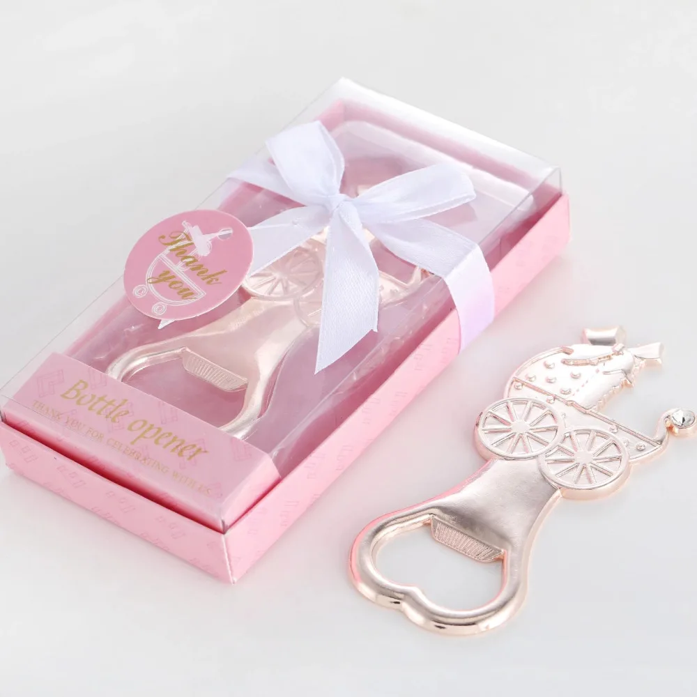 

20PCS/Lot Baby Shower Gifts Boy Girl Birthday Party Giveaways Baptism Souvenirs Gold Metal Baby Carriage Bottle Opener
