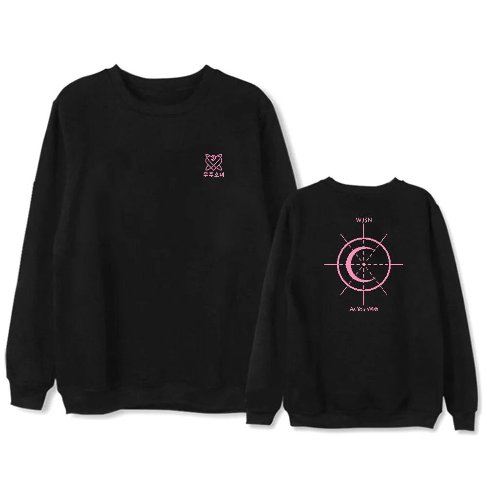 WJSN kpop толстовки Женская одежда harajuku Толстовка розовая хлопковая повседневная с буквенным принтом зимнее пальто для женщин мужчин весна осень черный белый - Цвет: thin