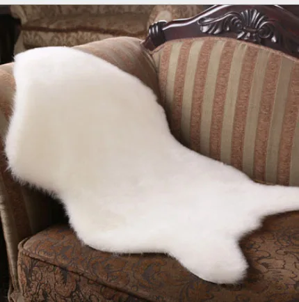 Чехол на стул сидение из искусственной овчины мягкая подушка для дивана ковровая Подушка пушистые коврики из натурального меха одноцветные пушистые коврики шерстяное одеяло для спальни - Цвет: Белый