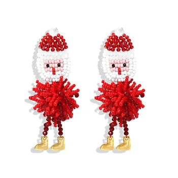 

Bohemian Handmade Beaded Drop Earrings Christmas Santa Claus Snowman Deer Statement Earrings Cute Lovely Sheep Dangle Earrings
