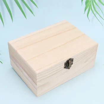 

3 Pcs Desktop Jewelry Storage Box Unfinished Wooden Case Creative Multi-Function Box DIY Graffiti Supplies Storage Lock Case