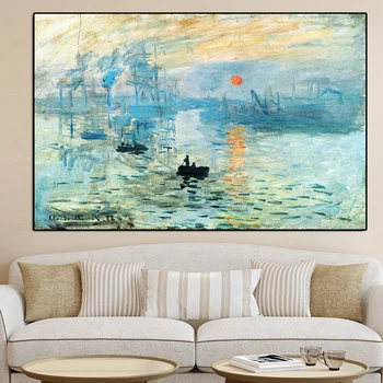 

Classicial Claude Monet Impression Sunrise Famous Landscape Cuadros Oil Painting on Canvas Art Poster Print Wall Picture Decor