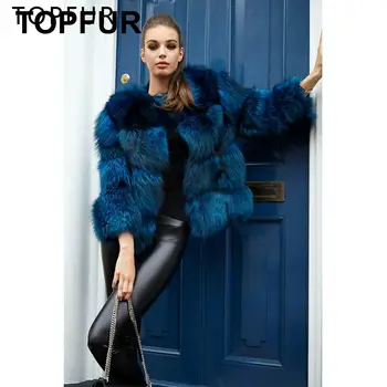 

TOPFUR 2019 New Fashion Luxury Winter Natural Silver Fox Colourful Fox Fur Jacket Women Short Jacket Thick Warm Fur Coat Outwear