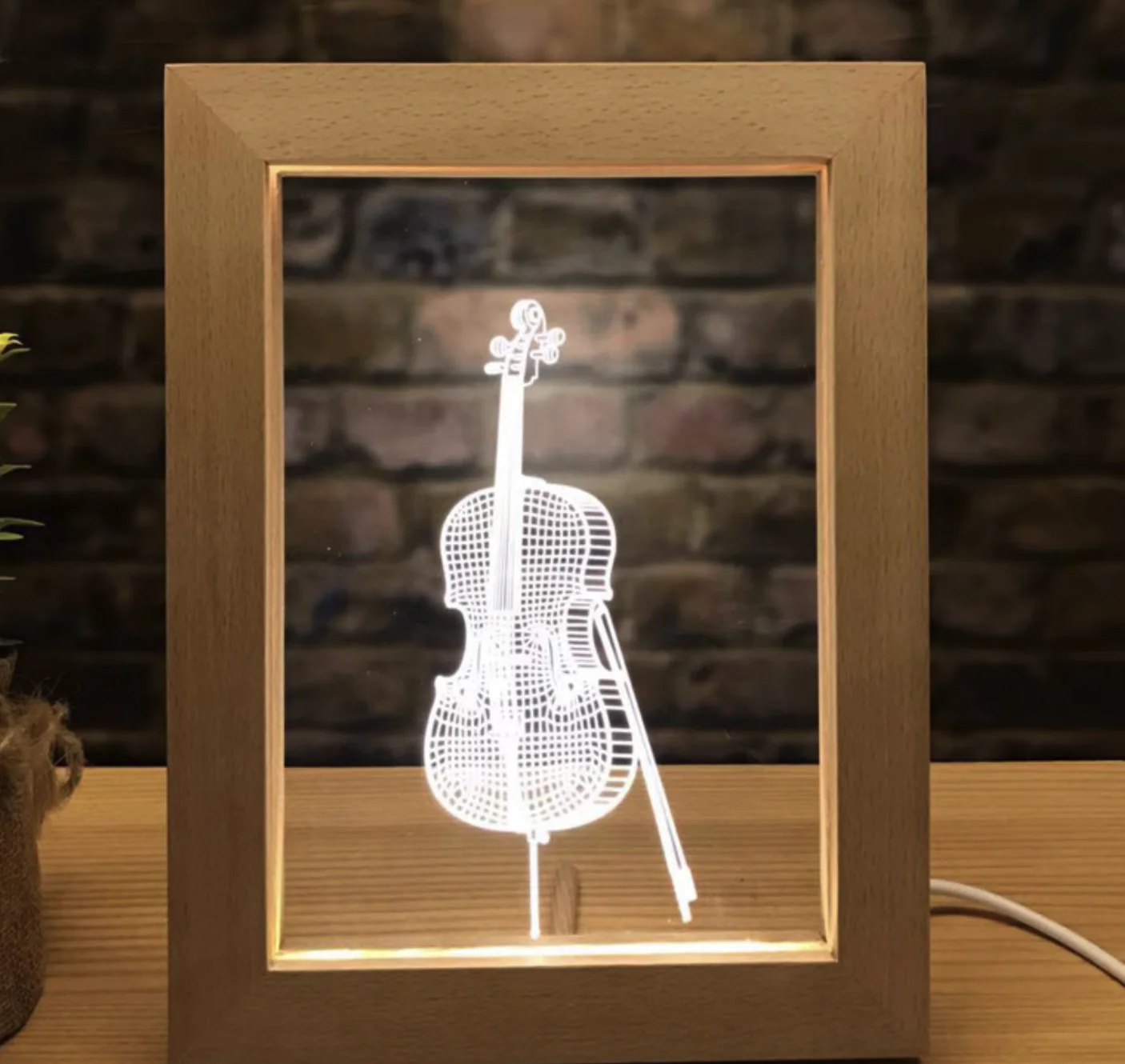 Camera Image Lamp 3D Visual Wooden Photo Frame Light 3W Warm Light Night Lamp USB Atmosphere Night Light Beech Or Oak Random