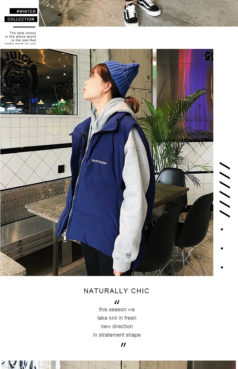 Photo Shoot down Jacket Waistcoat Female Winter Korean-style Stand Collar Vest Large Size Thick Cotton Coat Short Vest Fashion
