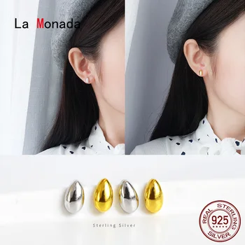 

La Monada Glossy Oval Women Stud Earrings Korean 925 Sterling Silver Earrings For Women Jewelry Women's Earrings Stylish Gold