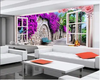 

Custom mural on the wall 3d wall paper Beautiful street romantic flower path home decor photo wallpaper in the living room
