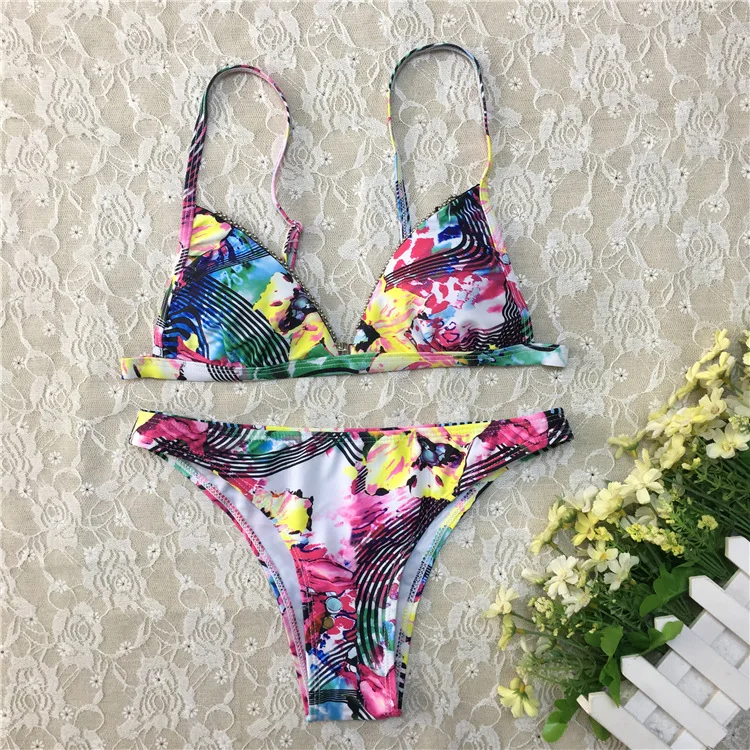Print Bikini 2020 Swimwear Women Swimsuit Push Up Biquini Micro Sexy Bikinis Set Bathing Suit Female Retro Floral Beachwear