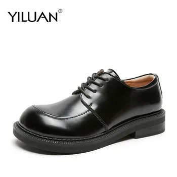 

Yiluan 2020 New Small Leather Shoes Female Shoes Student Wild Platform Casual Shoes Women Retro College Style Ballets Flat Shoes