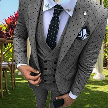 

Suits Mens Suit Slim Fit Tuxedos 3 Pieces Party Blazer Prom Leisure Suit Jacket Blazer & Pants & Vest for Wedding