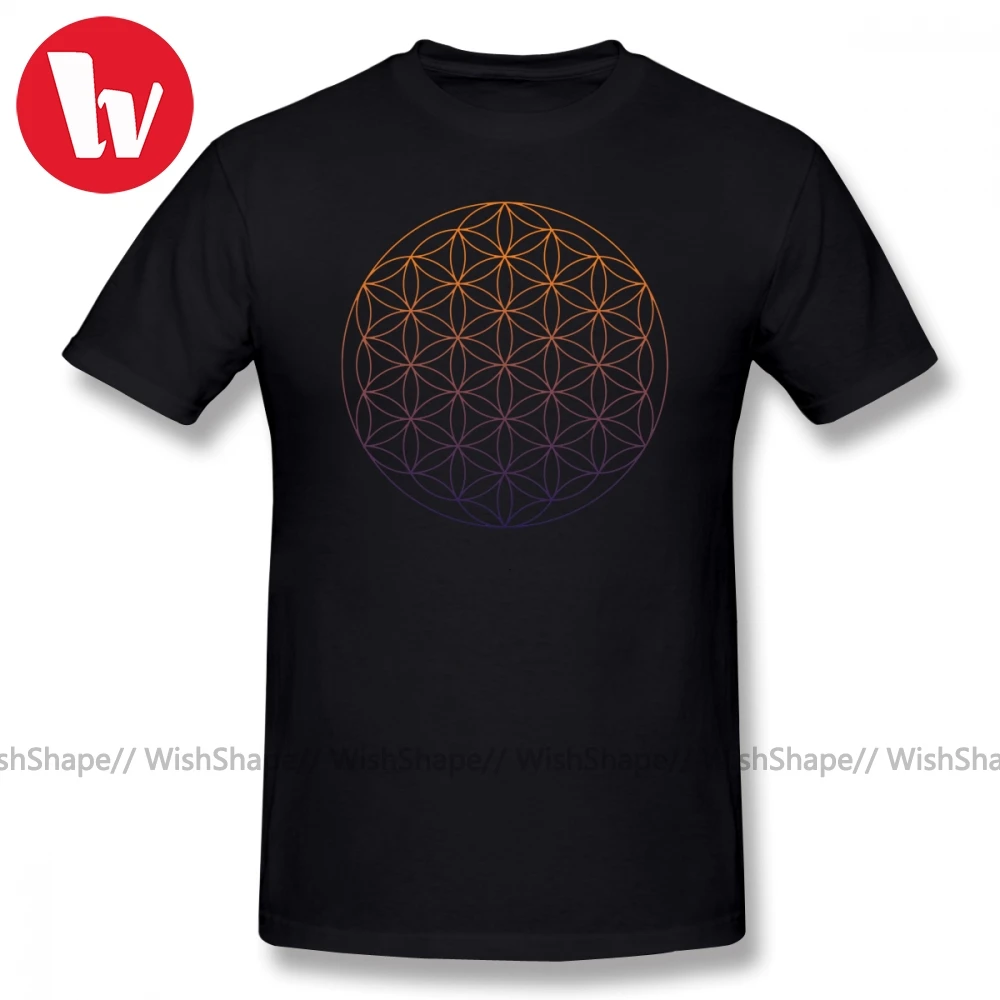 Sacred Geometry T Shirt Flower Of Life T-Shirt Men Print Beach Tee Shirts Male Short Sleeve Funny Awesome T Shirts Plus Size