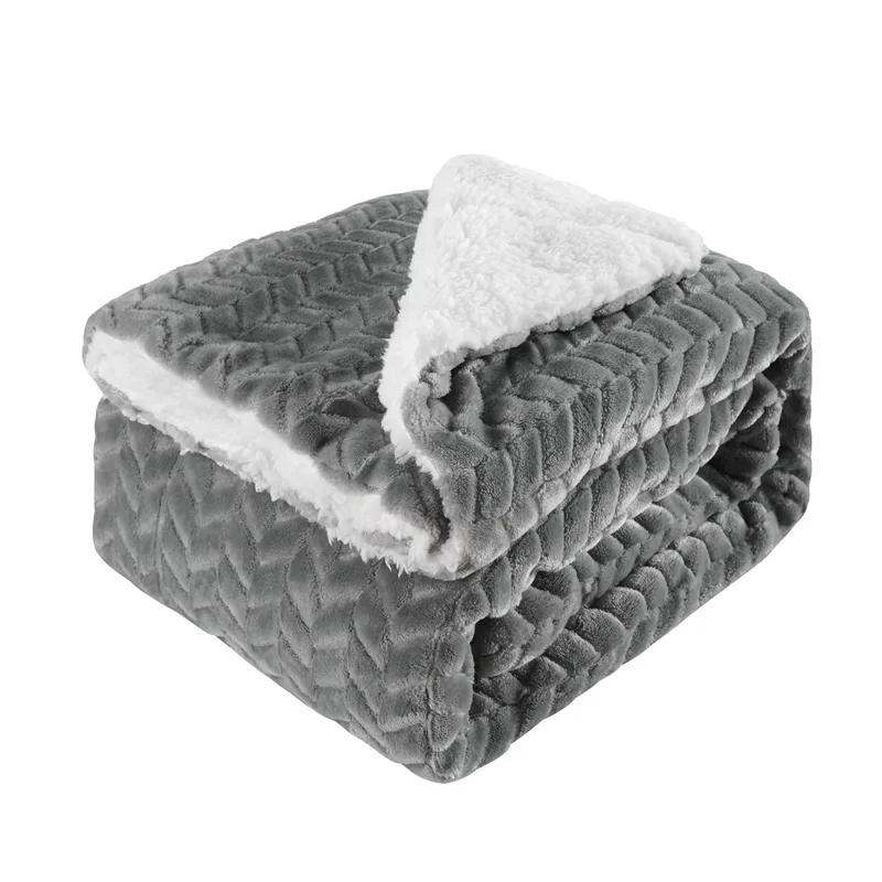 

Shu Velveteen Berber Fleece Blanket Sofa Blanket Leaf Flannel Lazy Double Layer Thick Blanket Small Quilt