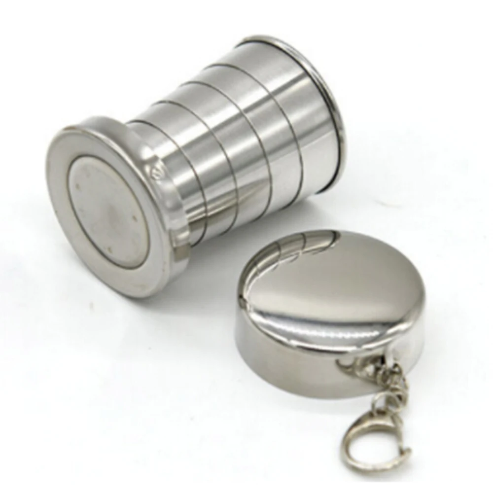 75ml Stainless Steel Folding Retractable Cup Mini Coffee Ice Beer Cocktail Wine blackjack cup with Lid