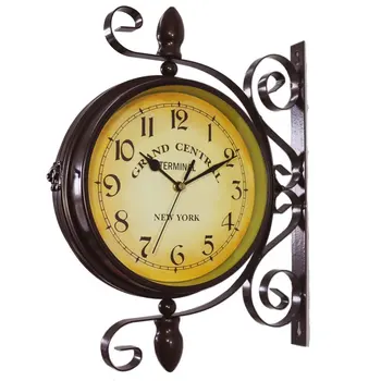 

Antique Wall Mount Clock Garden Hallway Indoor Station Double Sided Bracket Clock 66CY