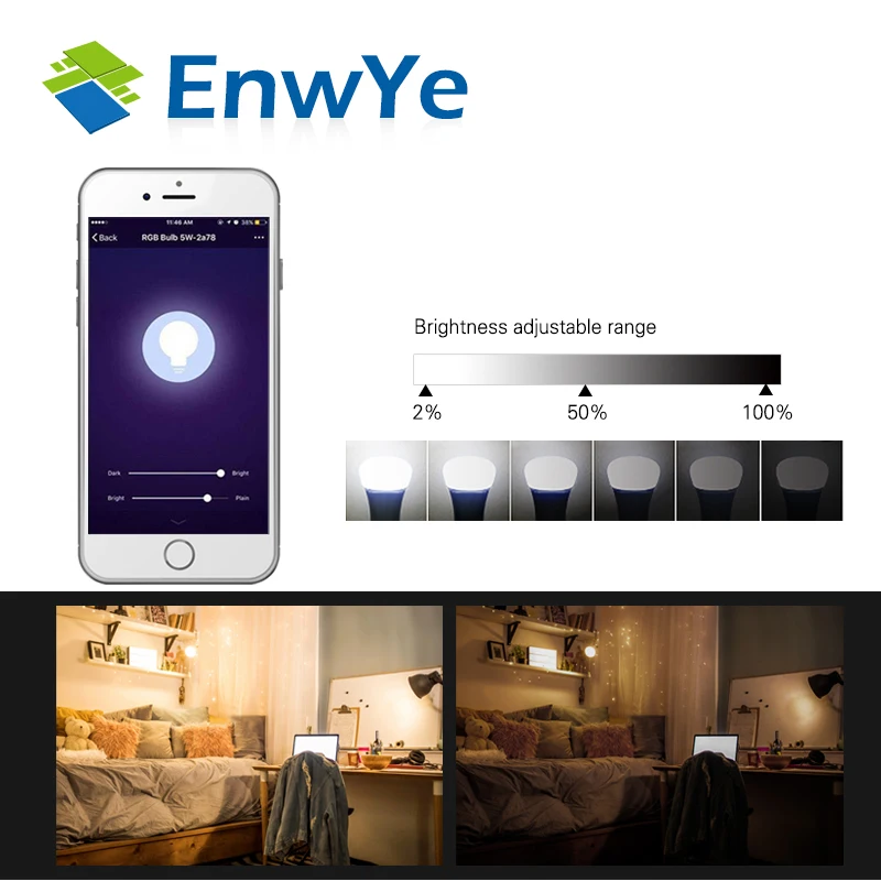 EnwYe WiFi умная лампа, светодиодный светильник, 5 Вт, RGB+ WW+ CW, поддержка Amazon ECHO/Google Home/IFTTT, дистанционное Голосовое управление, светодиодный светильник GU5.3 GU10