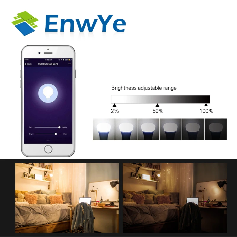 EnwYe WiFi умная лампа Светодиодная 5 Вт RGB + WW CW поддержка Amazon ECHO/Google Home/IFTTT