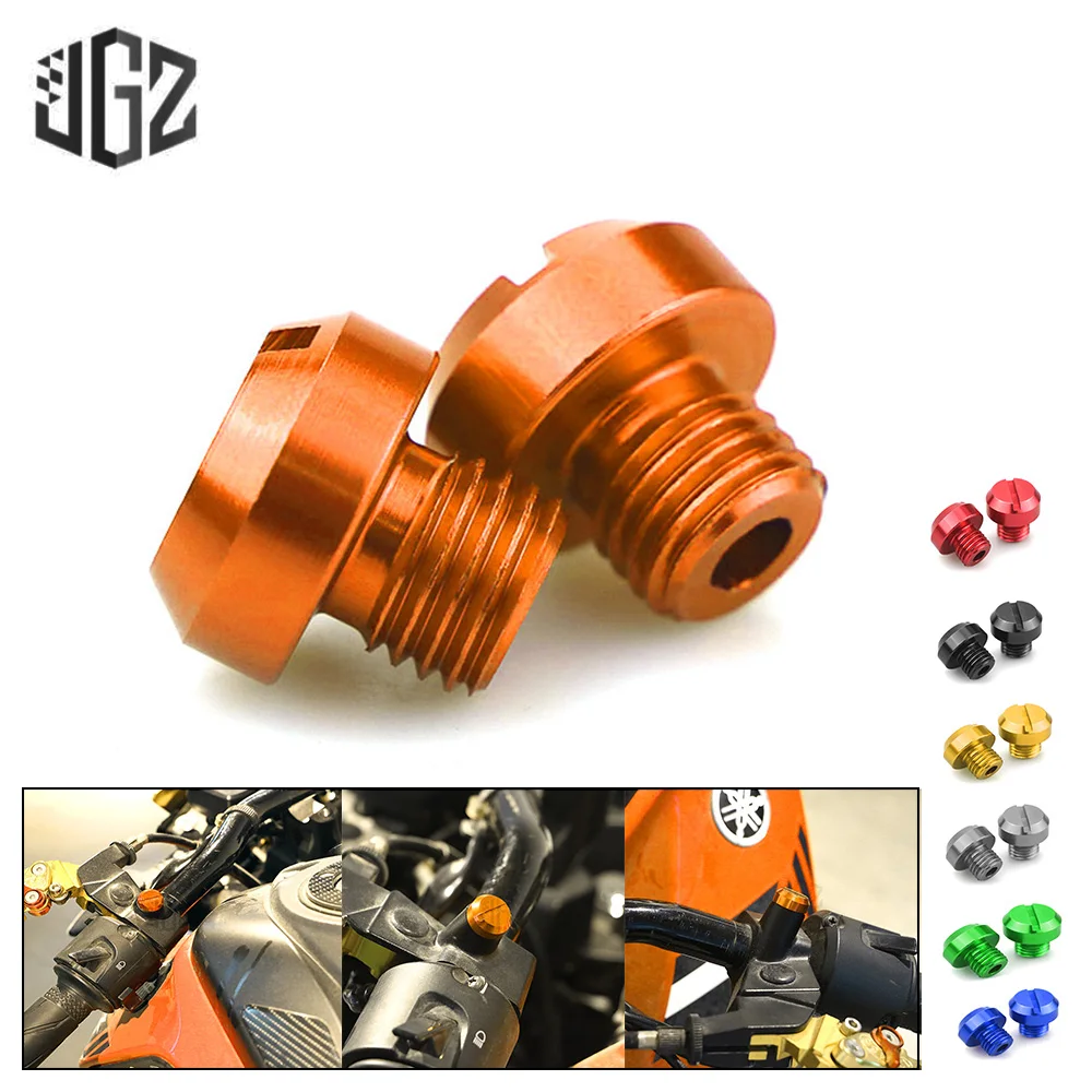 3pcs Orange Motorcycle M10*1.25 Cnc Mirrors Hole Plug Screws Cover Caps Thread Adapter Bolts For