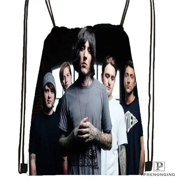 Drawstring Backpack Custombring-me-the-horizon походная сумка на шнурке милый рюкзак для детей(черная спинка) 31x40 см#2018612-01-27 - Цвет: Drawstring Backpack