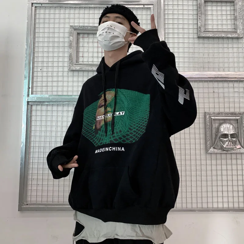 Толстовка с капюшоном, BF Harajuku, Ins Tide, брендовая, свободная, в стиле хип-хоп, с английским принтом, для мужчин и женщин, на осень и зиму, Новинка