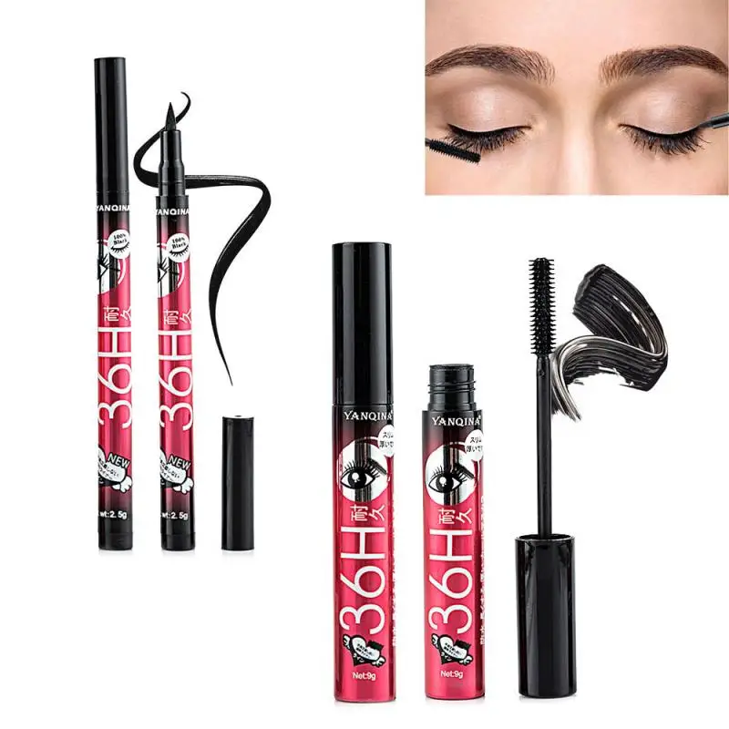 

2 Pcs/set Waterproof Liquid Mascara No Dizzy Black Mascara Pen Lasting Eye Makeup Cosmetics Mascara Pencil TSLM2