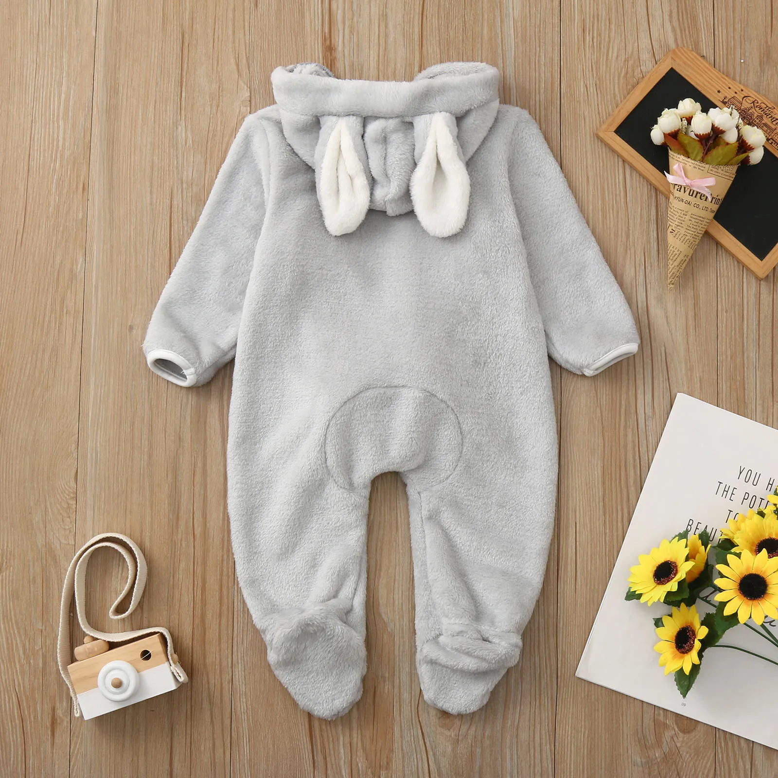 Baby Rompers Spring Autumn Newborn Baby Clothes Boys Girls Winter Cute Ear Fleece Jumpsuit Romper Warm Outwear Infant Overalls baby clothes