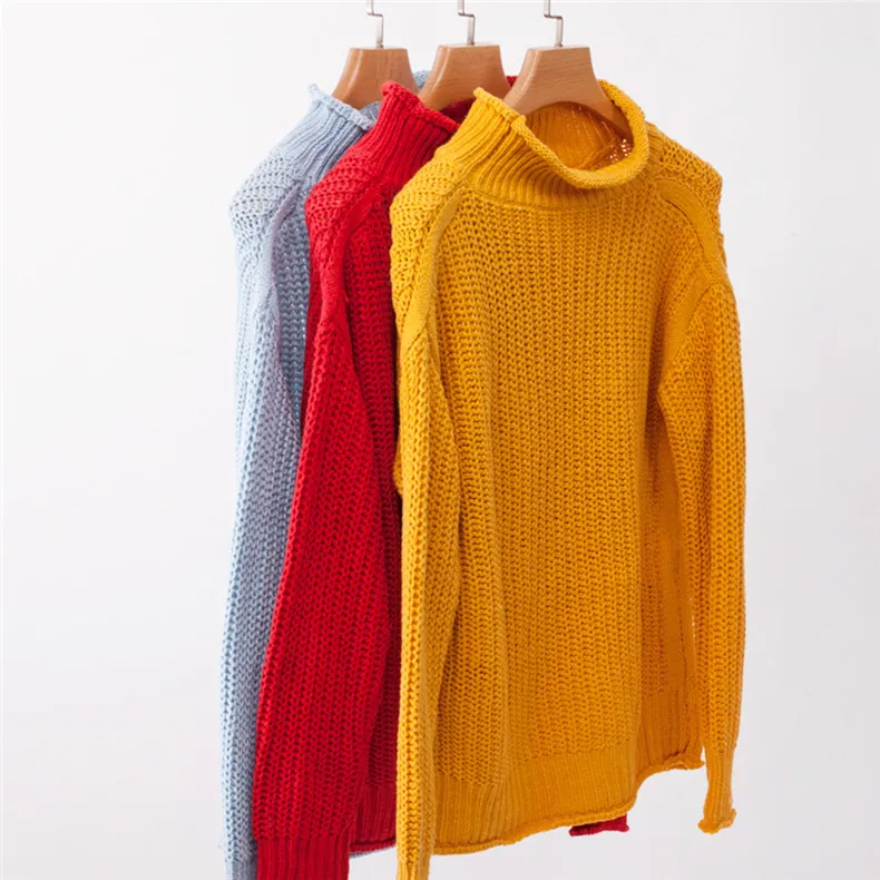 Forefair водолазка вязаный свитер женский джемпер осень 2019 повседневные свободные большие размеры Синий Красный Желтый зимние свитера женские