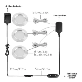 

LED Recessed Cabinet Lights Dimmable -12V 3W LED RV Boat Ceiling Light,3000K Warm White Ultra-Thin LED Interior Under JK007
