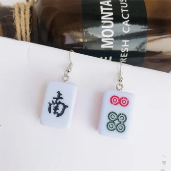

Fashion China Mahjong Earrings for Women New Arrivals Earring 2020 Resin Blue Green Pink White Earrings Square Wedding Jewelry
