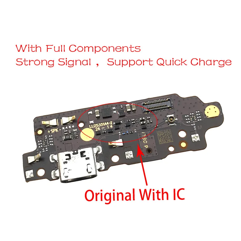 Док-станция зарядное устройство разъем usb зарядный порт гибкий кабель для lenovo K8 Plus xt1902-2 USB гибкий кабель, запчасти для ремонта - Цвет: Original With IC