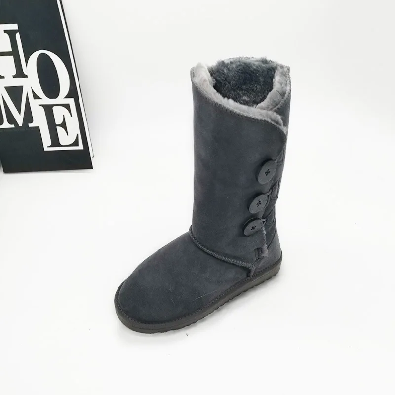 Женские кожаные сапоги для снежной погоды теплые Нескользящие большого размера