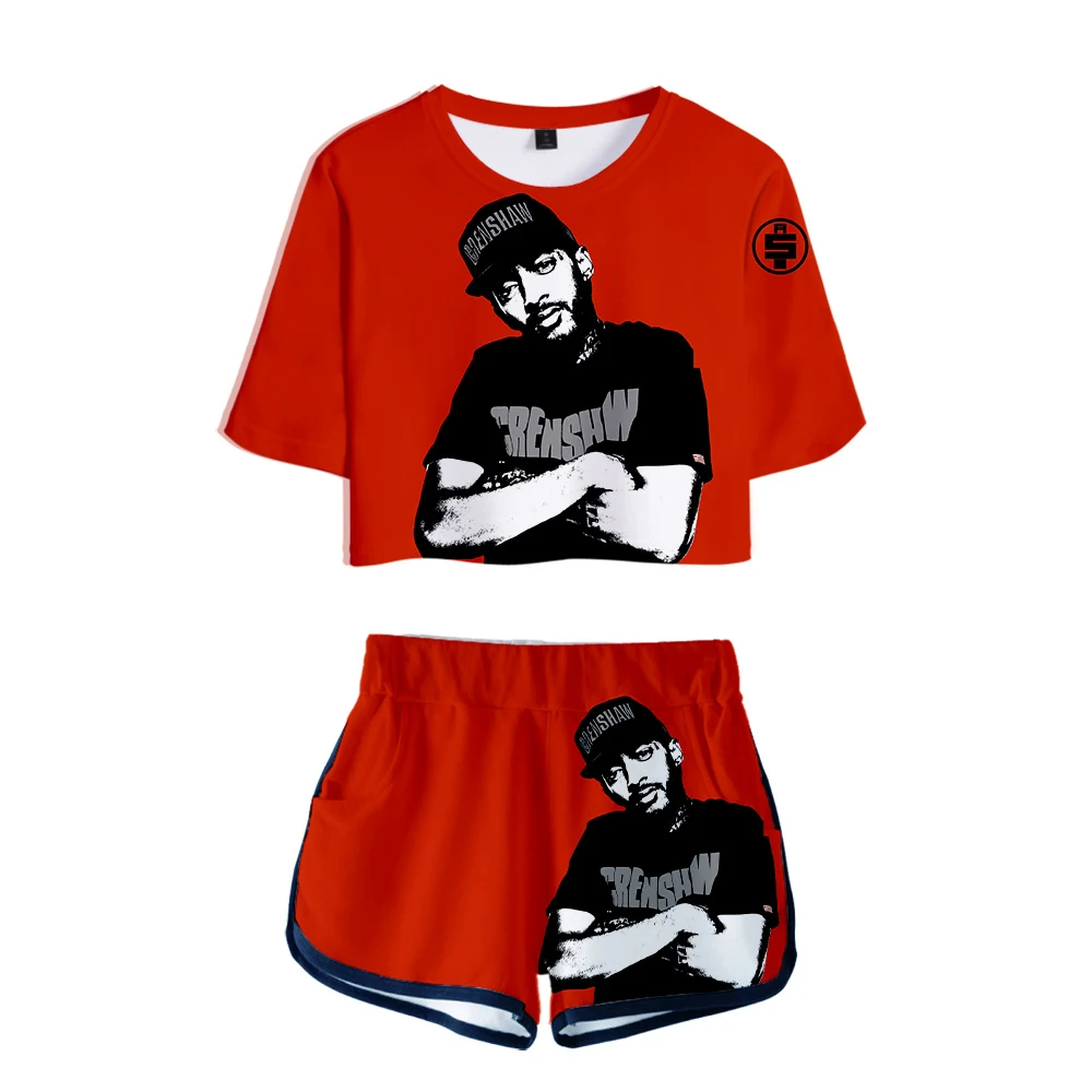 Nipsey hussle Женский комплект с принтом,, альбом, пупок, короткий рукав и короткие штаны с круглым вырезом, летний комплект из двух предметов, оверсайз