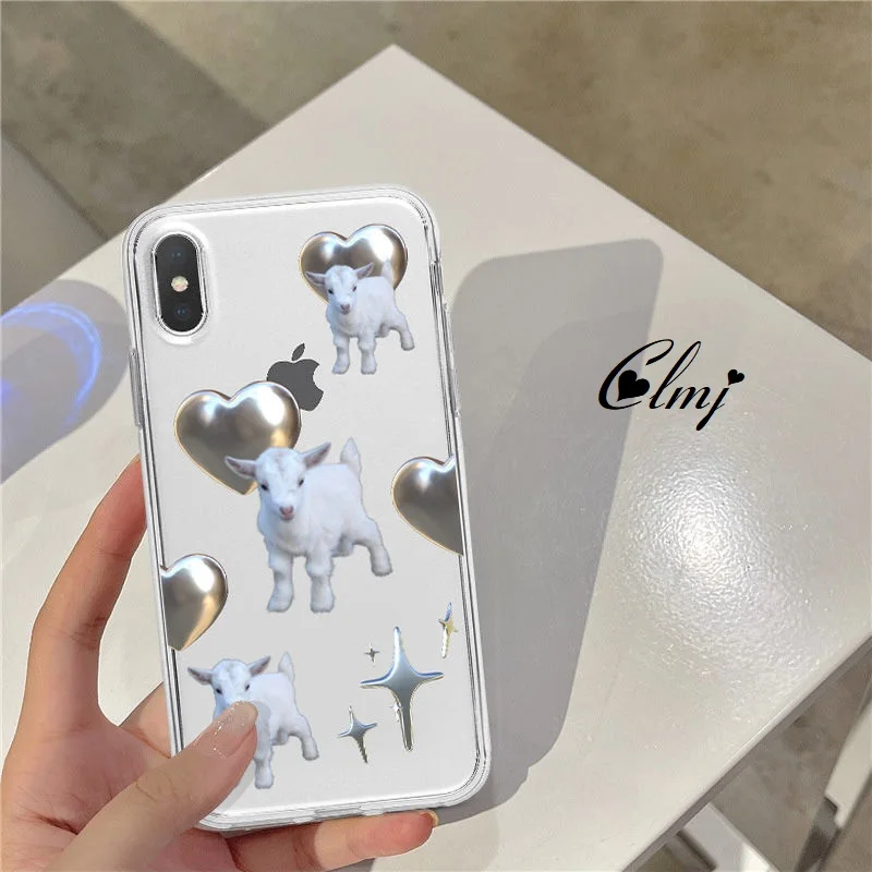 apple 13 pro max case Clmj Lamb Transparent iPhone 11 Case For iPhone12 13 x xr xs max 7 8 Plus Animal Phone Case For iPhone 11 Pro Max Ins Gift 2021 case iphone 13 pro max