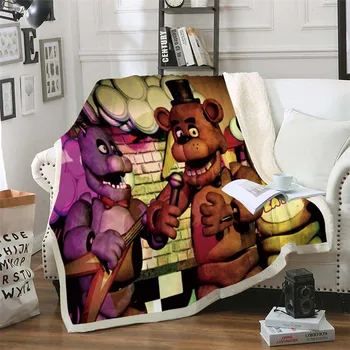 

HELENGILI Five Nights At Freddy's Sherpa Blanket Bedspread Velvet Plush Soft Comfortable Home Camping Aircraft Blanket