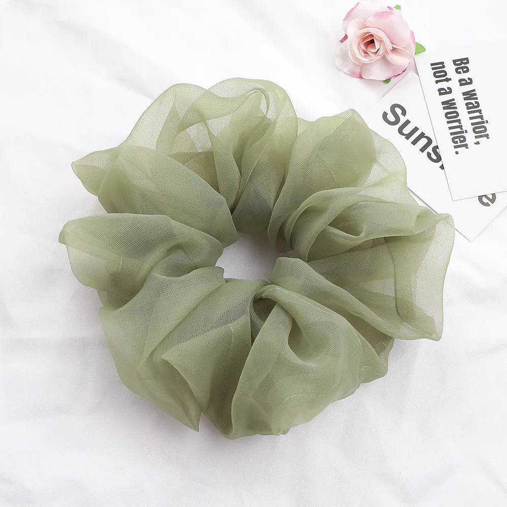 hair clips for long hair 2020Korea Big Size Organza Hair Scrunchies For Women Elastic Hair Bands Girls Headwear Ponytail Holder Hair Tie Hair Accessories ladies headband Hair Accessories