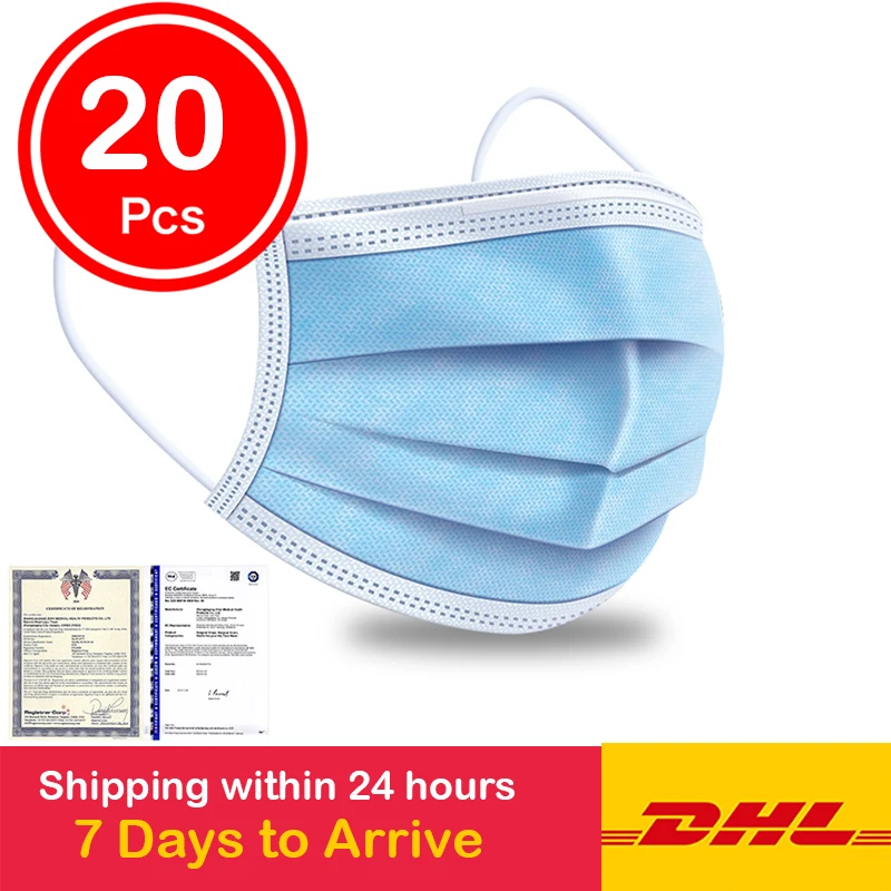 

20 Pcs Mask Anti Dust Non-woven Mask Thickned Proession 3 Layer Disposable Mouth Masks