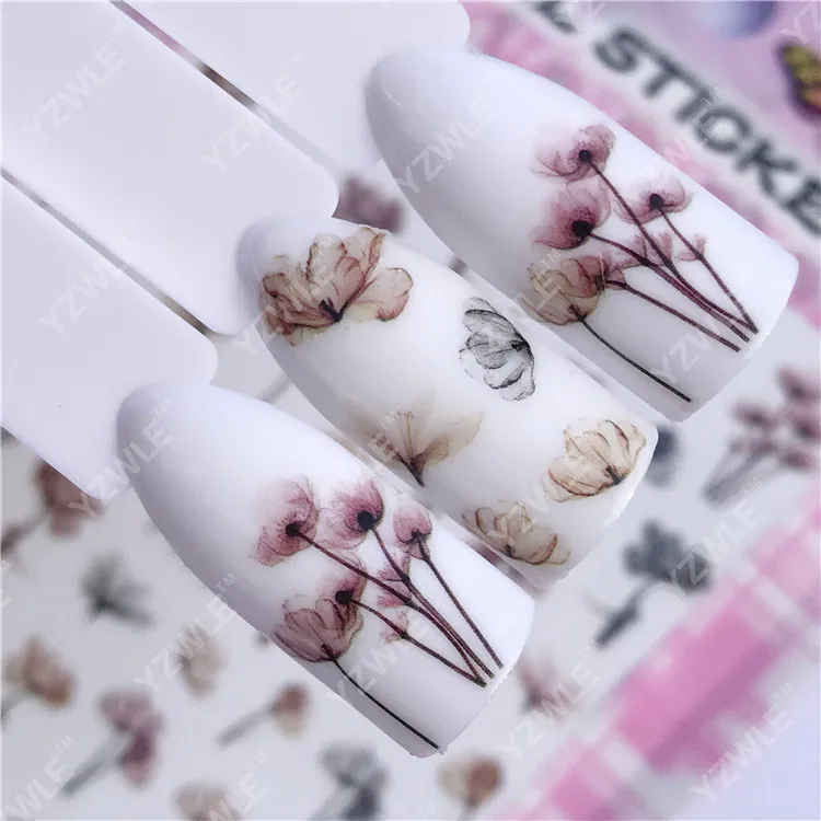 Новые продукты 3D ультра-тонкие наклейки на ногти цветок кленовый лист животных наклейки на ногти цветок ювелирные изделия прямой разъем клей