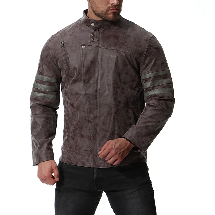 

2019 Autumn Large Size MEN'S Wear Vintage Retro Locomotive Leather Coat Europe And America Fashion-Sportsman Leather Jacket B022